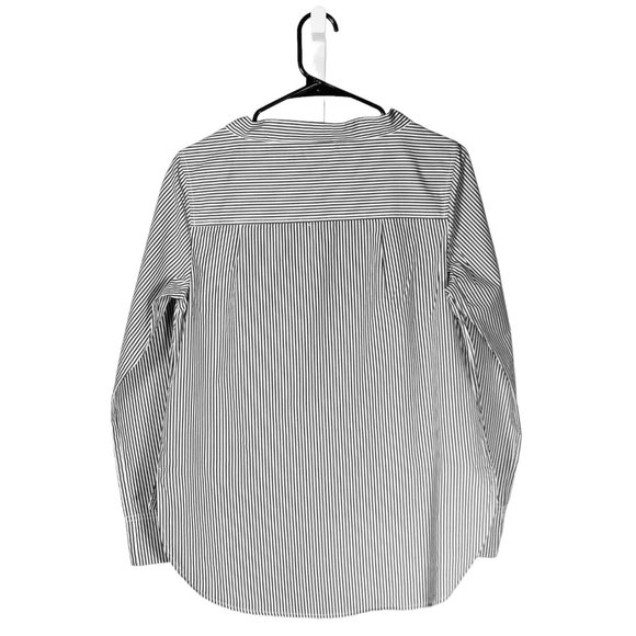 J. Crew Women's Blouse White Black Striped Button Long Sleeve Top Shirt Size 2 - Picture 2 of 8